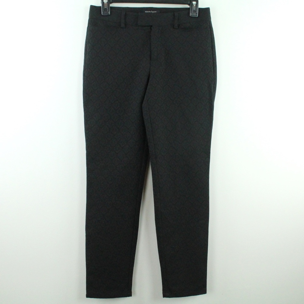 Nanette Lepore Black Geometric Pattern Slim Leg Low Rise Ankle Crop Pants 2